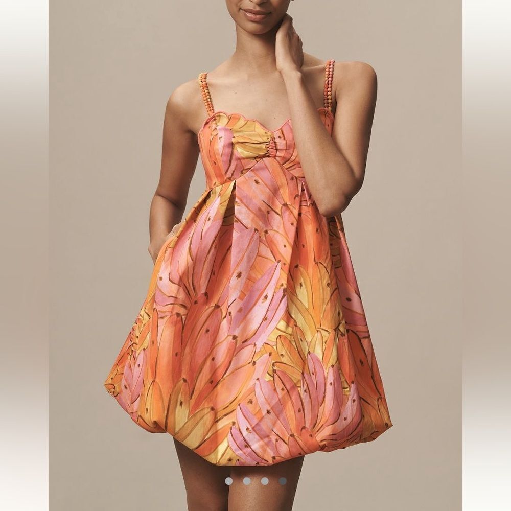 FARM Rio Sleeveless V  Neck Bubble-Hem Mini Dress - Picture 3 of 4